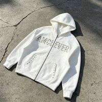 Sweat à capuche oversize en polaire pour homme, style streetwear, 19 couleurs, imprimé en relief, veste zippée, nouvelle collection automne-hiver 2026, manteau orné de strass