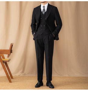 High Quality Slim Men's Solid Color Groom Wedding Business 3 Piece <strong>Suit</strong> Set Two Vents Peaked Lapel <strong>Suit</strong> Set For Men - Product Image 4