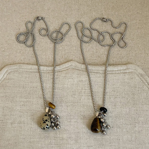 Collier pendentif en pierre naturelle de grappe de raisin de Bohème Vintage pour femmes chaîne en acier titane réglable bijoux bohème cadeau - Product Image 4