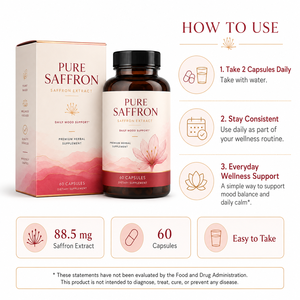 Extrait de <span class=keywords><strong>Safran</strong></span> Pur en Gros 88,5 mg – Capsules de <span class=keywords><strong>Safran</strong></span> Sativa en Vrac pour l'Équilibre Émotionnel et le Soutien de la Santé Oculaire - Product Image 2