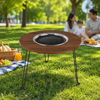 Table de foyer ronde sans fumée 3-en-1, barbecue extérieur, poêle à bois, chauffage pour camping, jardin, cour, terrasse