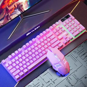 Skylion-teclado luminoso con cable para juegos, dispositivo de 1600dpi, 104 teclas, para juegos, H600, precio al por mayor