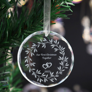 Adorno Colgante de Cristal para Árbol de Navidad de 80 mm con Logotipo Grabado Personalizado e Impresión UV - Product Image 1
