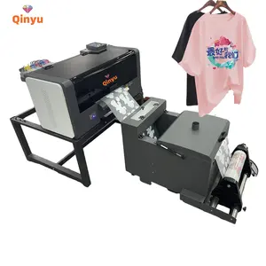 QinyuマルチカラーA3DTFプリンターTシャツ印刷機A3DTFプリンターデュアルi3200ヘッドDTFプリンター衣類用