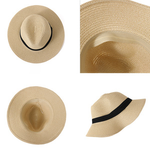 Venta al por mayor logotipo personalizado Fadora Trilby papel <span class=keywords><strong>Sombrero</strong></span> Panamá <span class=keywords><strong>Fedora</strong></span> <span class=keywords><strong>Sombrero</strong></span> de paja Gorra para hombres mujeres Unisex <span class=keywords><strong>verano</strong></span> - Product Image 4