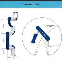 Brazo Robótico Colaborativo de 6 Ejes Ti5 Arm-3 Arm-5, Carga Útil de 3 kg/5 kg, Radio de Alcance de 600/900 mm, ROS, Python, C++, Cobot Industrial, Precisión de 0.05 mm