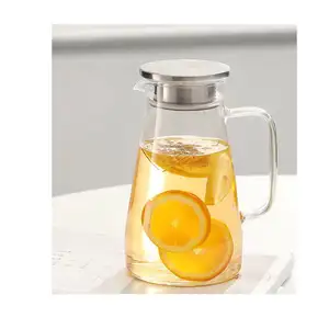 Factory Wholesale Large Capacity Glass Hot Water Jug With 304ss Lid And Glass Jug