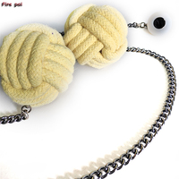 Paire de Poi de feu professionnels de taille moyenne Monkey Fist avec tête de mèche en corde de Kevlar pur et poignée à chaîne articulée pour spectacles de feu