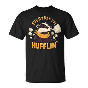 Camiseta Everyday I'm Hufflin' Honey Badger, camiseta promocional negra de manga corta con cuello redondo para adultos, unisex - Product Image 1