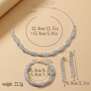 Conjunto de joyería de boda para novias damas de honor collar de diamantes de imitación de plata pendientes conjuntos de pulsera joyería conjuntos de joyería de graduación para mujer - Product Image 3