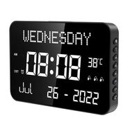 Grand pendentif numérique moderne de 11.2 pouces pour personnes âgées télécommandé 4 alarmes 8 sonneries jour date calendrier réveil-plastique