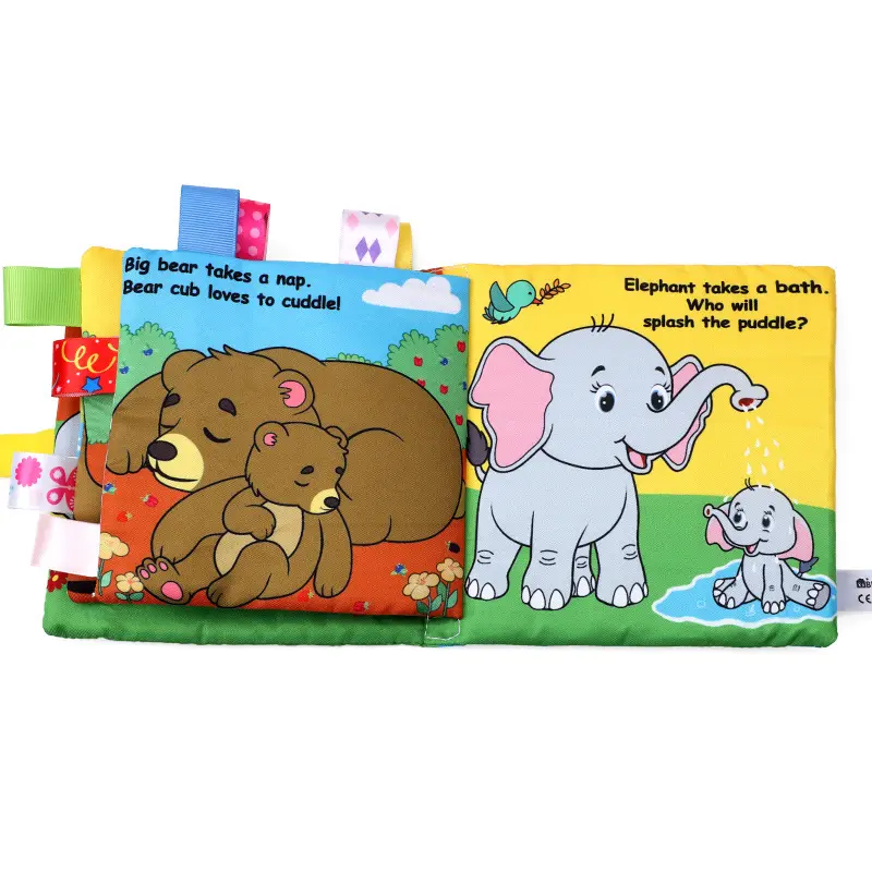 Animal models baby label cloth book kids montessori educational toys for kids learning