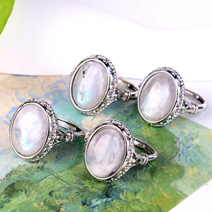 Bagues en améthyste en pierres naturelles de guérison, plaquées argent, ajustables, pour femmes, vente en gros - Product Image 3