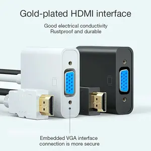 1080p 60Hz ชายหญิงพร้อมวิดีโอเสียง 3.5 มม.ไมโคร USB แหล่งจ่ายไฟ HDTV HDMI to VGA อะแดปเตอร์แปลงอะแดปเตอร์สําหรับ PS4