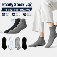 Vente en gros de chaussettes d'été pour hommes en polyester respirant noir, blanc et gris
