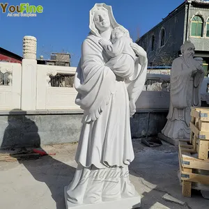 真人大小的玛丽母亲雕像和儿童耶稣待售