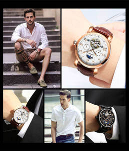 KINYUED Innovador Tourbillon Diamante Patrón Incrustaciones Diamante Escala Fase <span class=keywords><strong>Lunar</strong></span> Hueco Mecánico Reloj Business Elite - Product Image 2