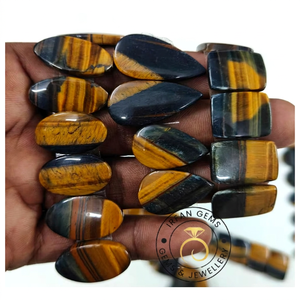 High Quality Customizable Certified <b>Tiger</b> <b>Eye</b> Pair Gemstone Natural Multi Colour Cabochon for Jewelry Making Available Mix Sizes - Product Image 1