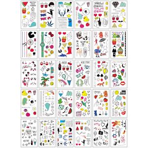 <span class=keywords><strong>Faux</strong></span> Tatouages Temporaires pour Doigts, Petits Autocollants Simples Noirs avec Motifs Icônes - Product Image 5