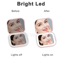 Miroir de maquillage LED portable pliable, écran tactile intelligent, rechargeable, avec logo personnalisé, miroir de poche LED