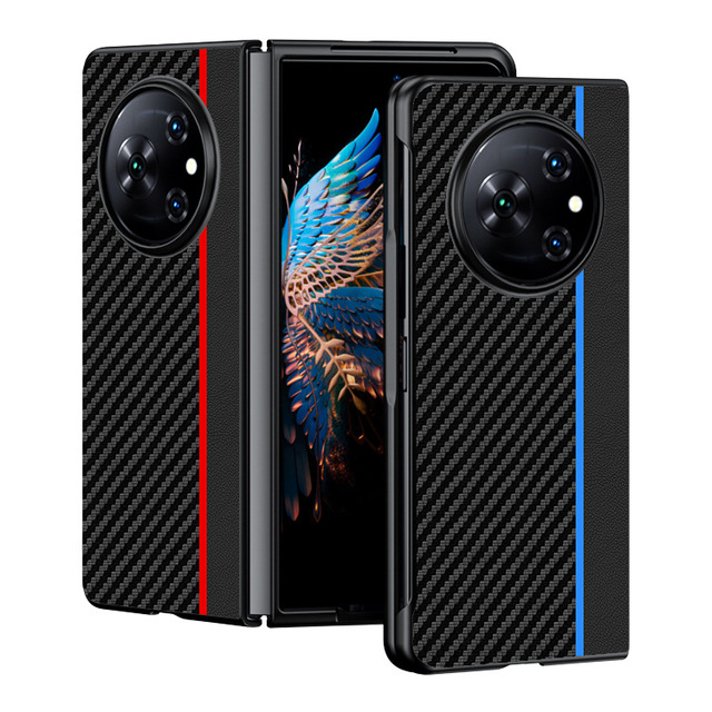 Carbon Fiber Pattern Ultra Thin Leather Protective Phone Case for Tecno Phantom V Fold Luxury Business Shockproof Phone Cover