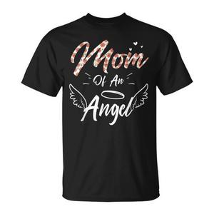 Camiseta Mom Of An Angel de algodón negro con cuello redondo para mamás y madres - Product Image 1