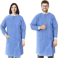 도매 일회용 의사 코트 sms/spunlace/pp 소재 stretchable 병원 유니폼 남성과 여성 의료 실험실 코트