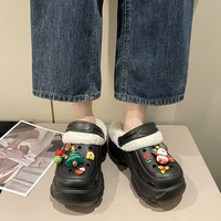 Chaussons personnalisés avec logo, en EVA et fausse fourrure, sabots de Noël, pantoufles chaudes en peluche pour femmes, vente en gros