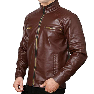 2024 Latest Design Wholesale Men's Winter Leather <b>Jackets</b> Breathable Plus Size with Zipper Closure - Product Image 5