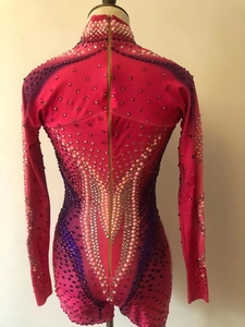 Mamelucos de cristal con perlas rosas, monos de celebración para fiesta de club nocturno, Ropa de baile para mujer, Mono corto Sexy con diamantes de imitación - Product Image 3