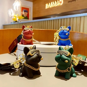 Nouveau Porte-clés 3D en PVC, Motif Bouledogue Français Mignon, Pendentif de Sac, Décoration de Voiture, Anime <span class=keywords><strong>Battle</strong></span> - Product Image 3