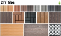 Carrelage de sol WPC Revêtement de sol imbriqué Carrelage de terrasse en bois Base en plastique Parquet Decking Carreaux de sol pour bricolage extérieur 12 '* 12'