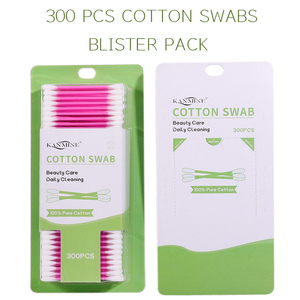 Prácticos Hisopos de Algodón Ecológicos de 300 Piezas con Doble Punta y Palito Rosa en Blister para el Cuidado del Oído - Product Image 2