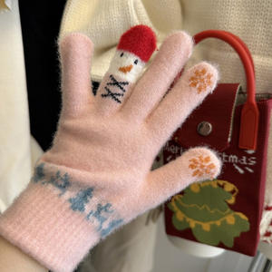 ถุงมือกันหนาวแบบยูนิเซ็กซ์สำหรับฤดูหนาว ลายคริสต์มาส ซานต้า เกล็ดหิมะ ต้นคริสต์มาส กวางเรนเดียร์ ถักลายแจ็คการ์ด แบบเต็มนิ้ว - Product Image 1