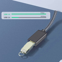 Câble d'extension USB en nylon tressé câble d'extension USB 3.0 haute vitesse USB mâle à femelle pour clavier USB, souris, clé USB