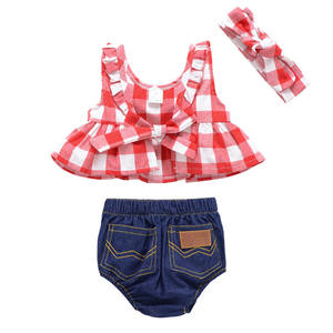 Ropa para Niños, Conjuntos de Pantalones y Camisas Sexys para Niñas, con Leggings Cortos de Mezclilla de China - Product Image 2