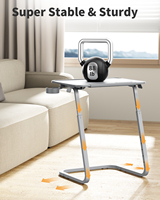 Table de chevet grise pour la maison, le bureau et la chambre à coucher, avec porte-gobelet