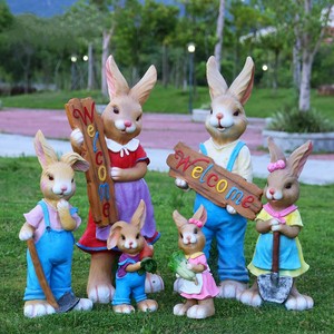 Estátua de jardim para decoração, modelo de coelho fofo, animal dos desenhos animados, decoração de jardim de infância, esculturas de fibra de vidro - Product Image 4