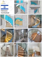 CBMMart Villas Escalier en bois d'art personnalisé Escalier en colimaçon à revêtement électrique Escalier intérieur extérieur garde-corps avec lumières LED