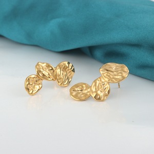 yunnique Gold Irregular Petal Stud <b>Earrings</b> 18K Titanium Steel Ceramic <b>Post</b> Fashion Jewelry - Product Image 1