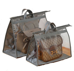 Factory Direct Women's Handbag Dust Non-woven Storage Bags PVC Clear Windows Organize Bag with Zip Grey Brown in Stock Tote Bag