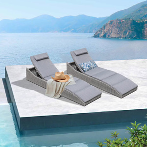 Chaise longue <span class=keywords><strong>de</strong></span> jardin en rotin moderne pour villa, cour, bord <span class=keywords><strong>de</strong></span> piscine, <span class=keywords><strong>plage</strong></span>, avec design pliable - Product Image 2