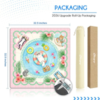Tapis de mahjong personnalisé en néoprène 33 pouces, motif floral de luxe américain, antidérapant, en caoutchouc silencieux, housse de table, usine DDP USA