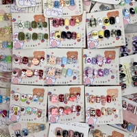 Ongles à presser 3D faits main, motif chat dessin animé mignon, peints à la main, effet œil de chat, vente en gros pour revendeurs de stands de vente au détail pour adultes