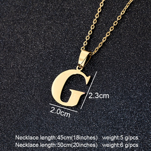 Collar de cadena con letra inicial de A-Z para hombre, de acero inoxidable, Figaro, chapado en oro de 18K, HIPHOP, Monograma, alfabeto - Product Image 6