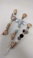 Chaîne de sucette en bois DIY pour bébé, motif animal de dessin animé, attache de sucette apaisante unisexe