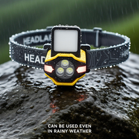 Lampe frontale LED réglable multi-angles avec contrôle gestuel, batterie intégrée, rechargeable, pour le camping en plein air et le travail