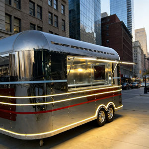 Chariot de restauration mobile à motif arc-en-ciel, design extérieur coloré pour la vente de desserts, de collations et de boissons, en acier poli avec motifs vibrants - Product Image 1