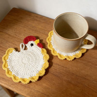 Sous-verres populaires faits main au crochet, sous-verres en forme de poussin résistants à la chaleur, sets de table tricotés anti-brûlure