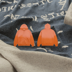Acid Wash <b>Orange</b> Zip Up Hoodie 100% Cotton Lined Oversized <b>Sweatshirt</b> Casual Streetwear for <b>Men</b> Autumn - Product Image 2